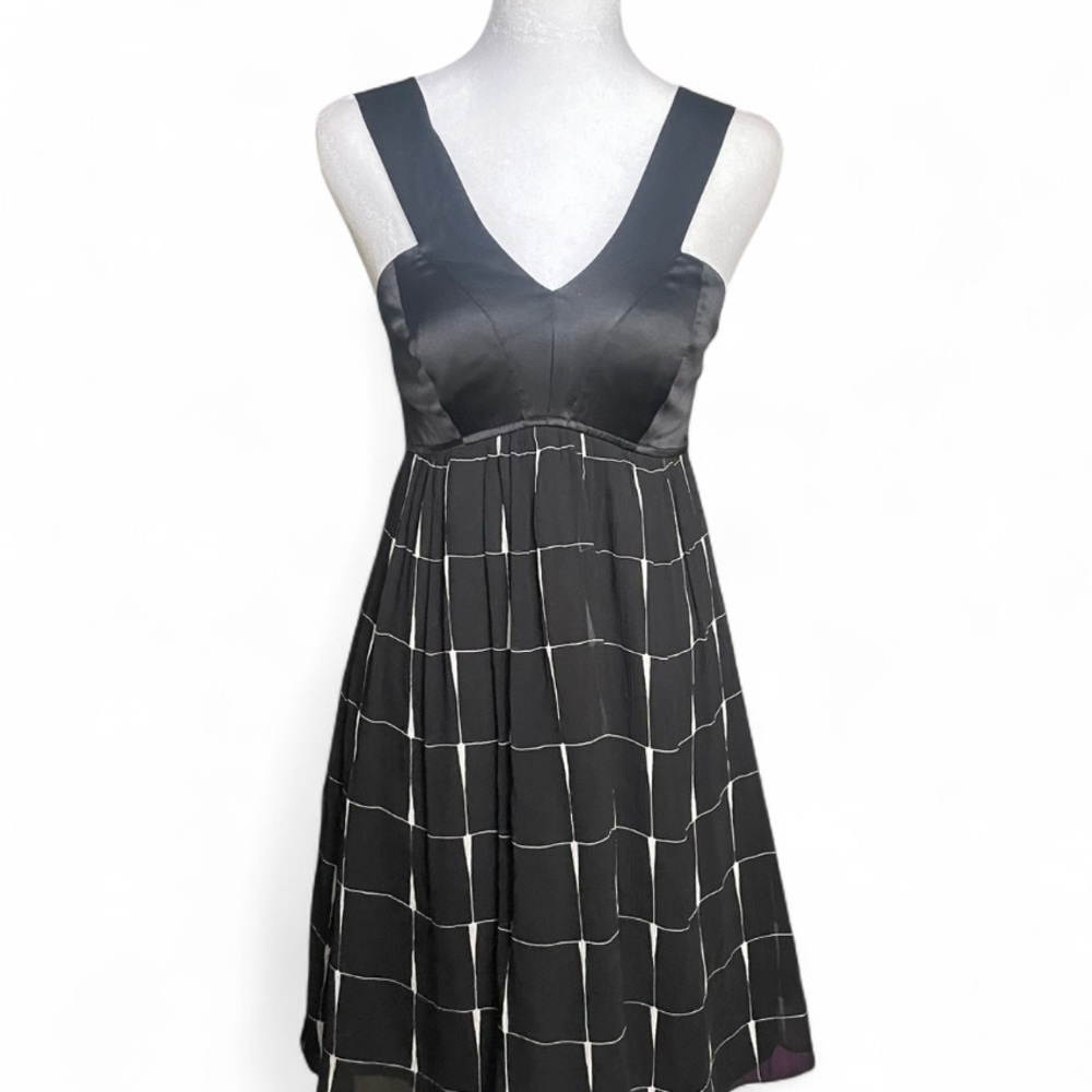 Express Black Babydoll Windowpane Mini Dress